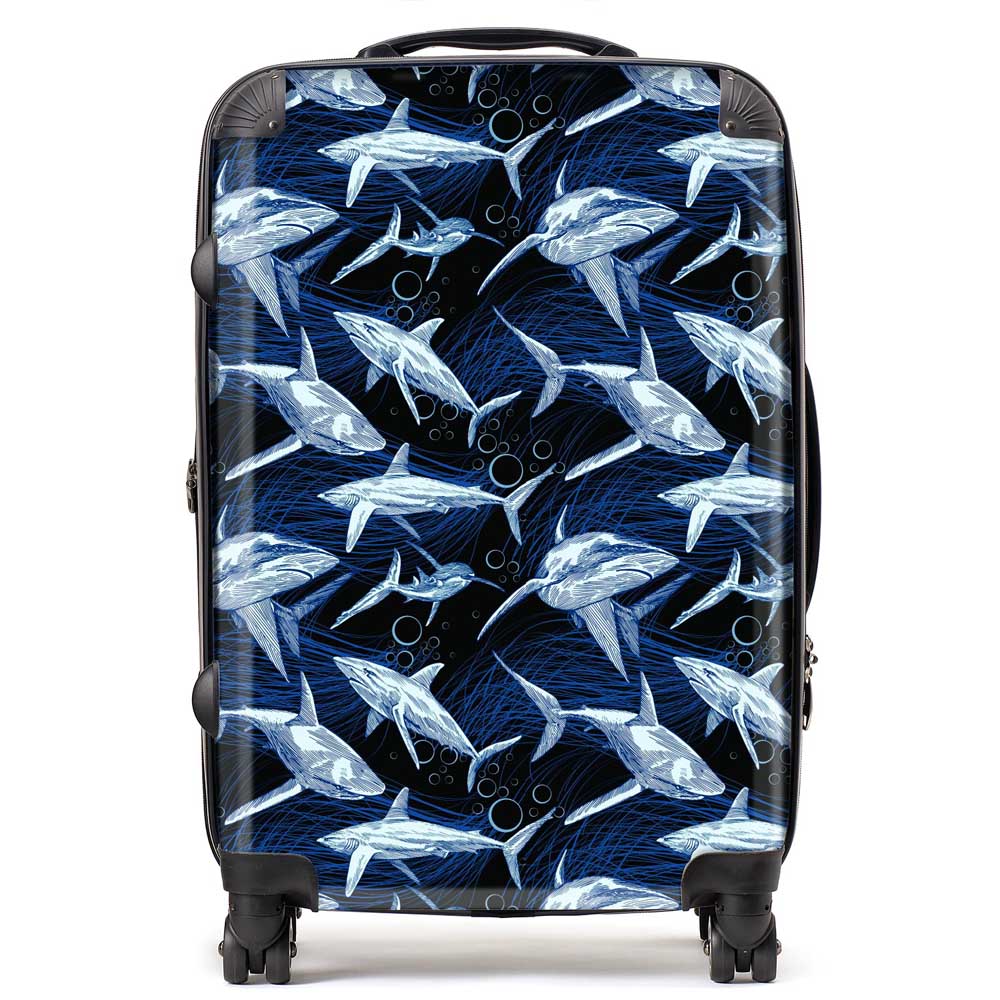 Hand Drawn Shark Pattern Suitcase