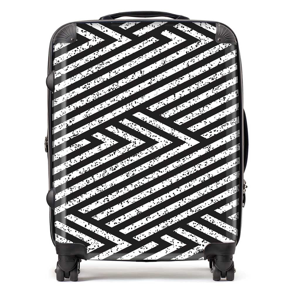 Oblique Black Grunge Pattern Suitcase