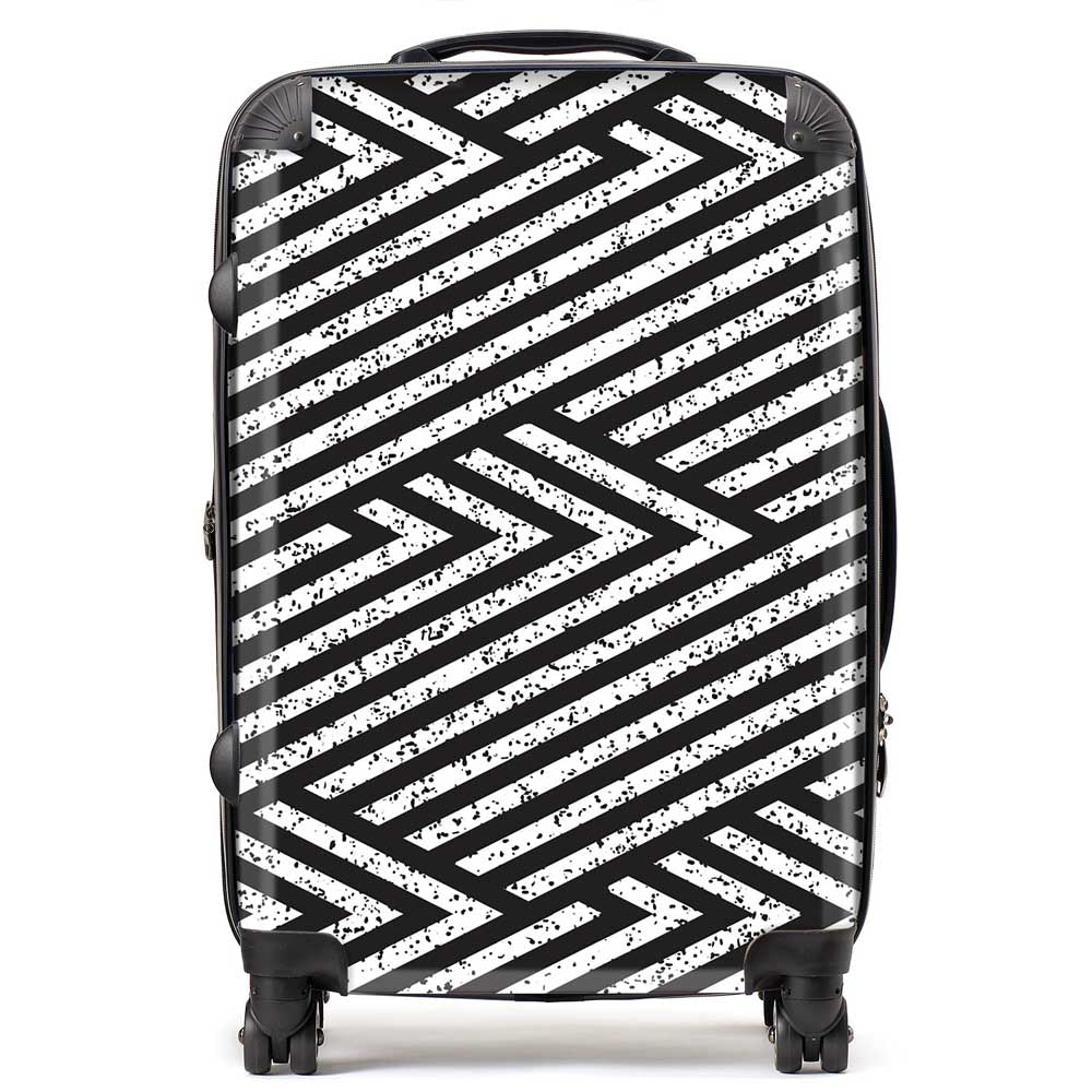 Oblique Black Grunge Pattern Suitcase