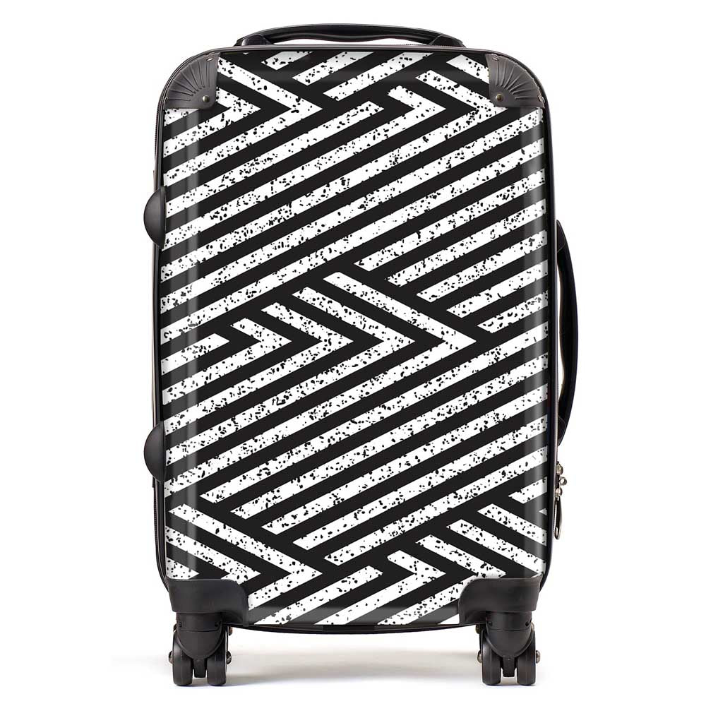 Oblique Black Grunge Pattern Suitcase