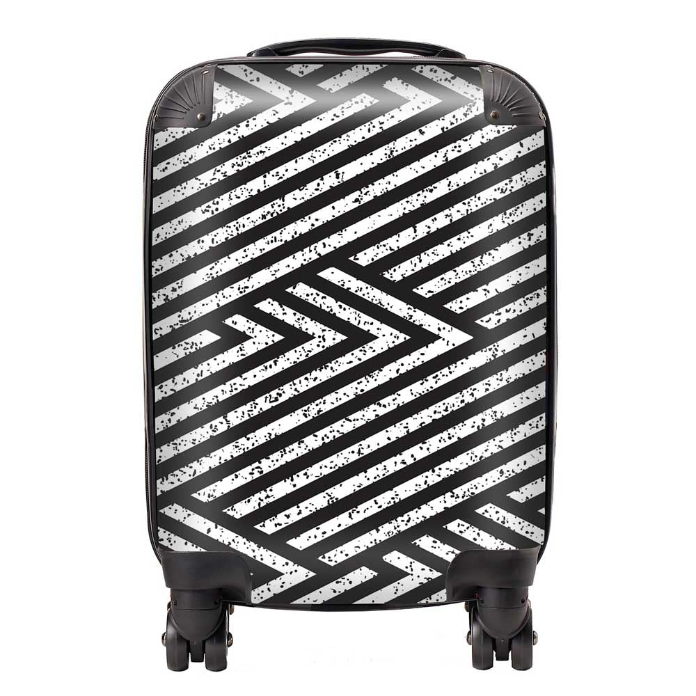 Oblique Black Grunge Pattern Suitcase