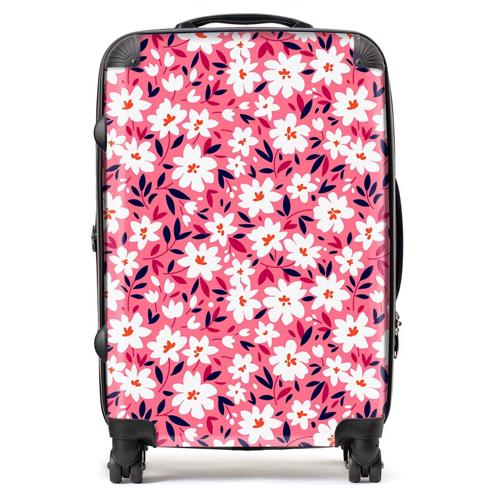 Small Cute White Flower Pattern Suitcase