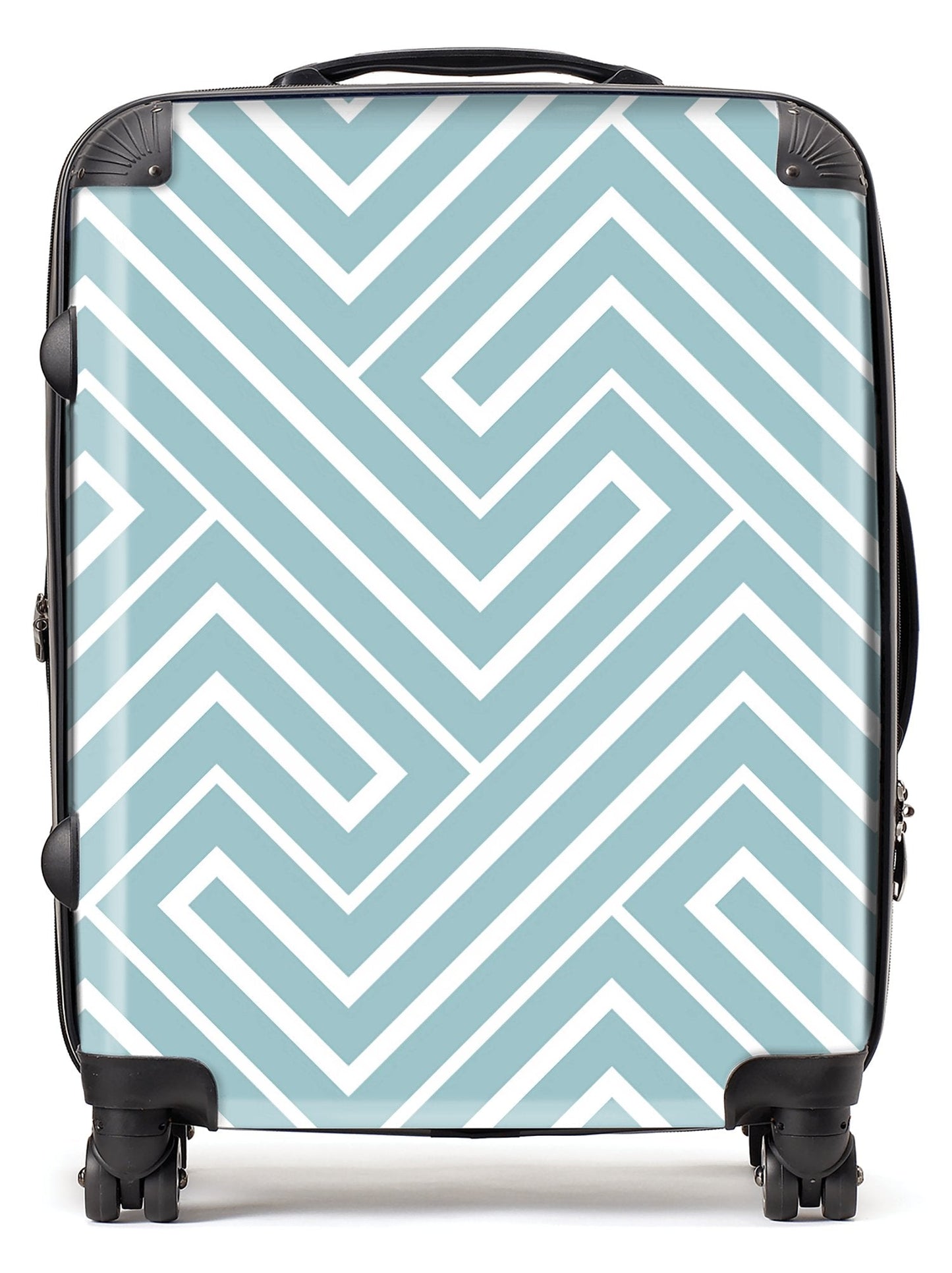 Blue And White Geometric Pattern Suitcase