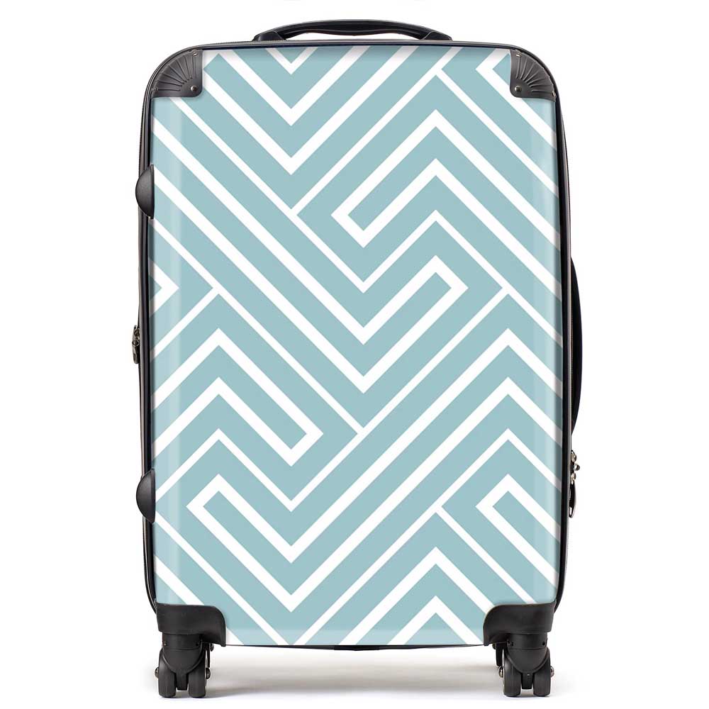 Blue And White Geometric Pattern Suitcase