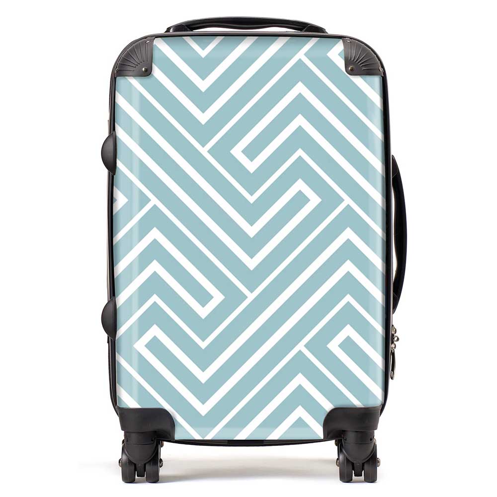 Blue And White Geometric Pattern Suitcase