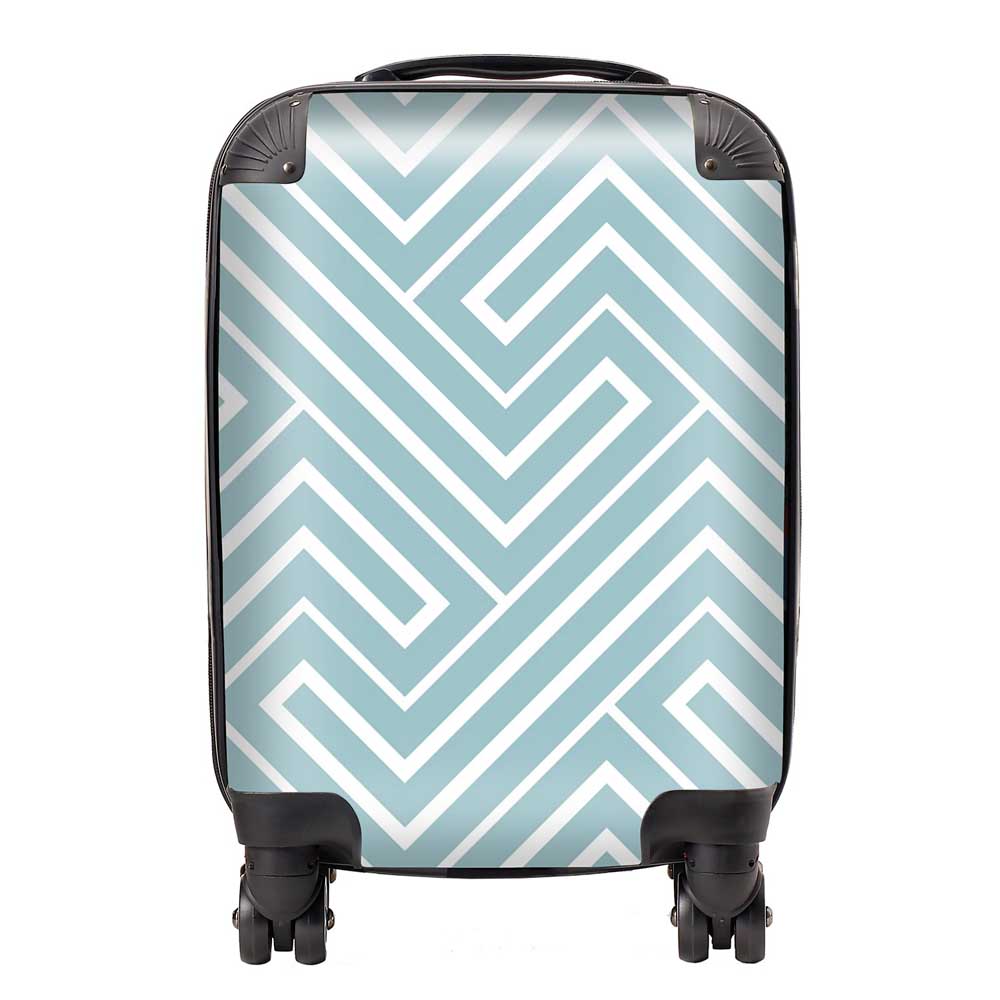 Blue And White Geometric Pattern Suitcase