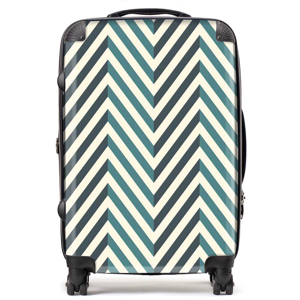 Geometric Herringbone Chevron Blues Suitcase