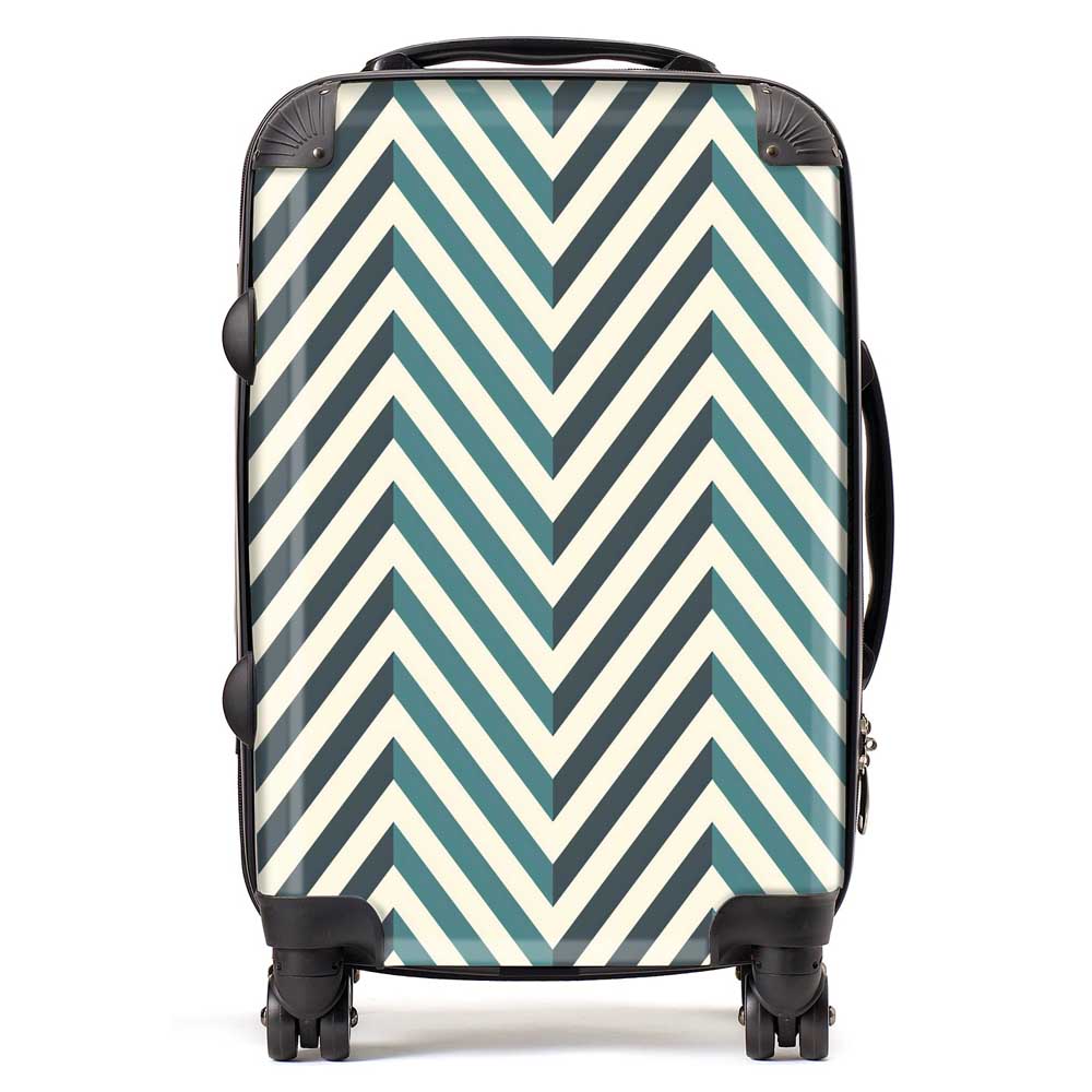 Geometric Herringbone Chevron Blues Suitcase