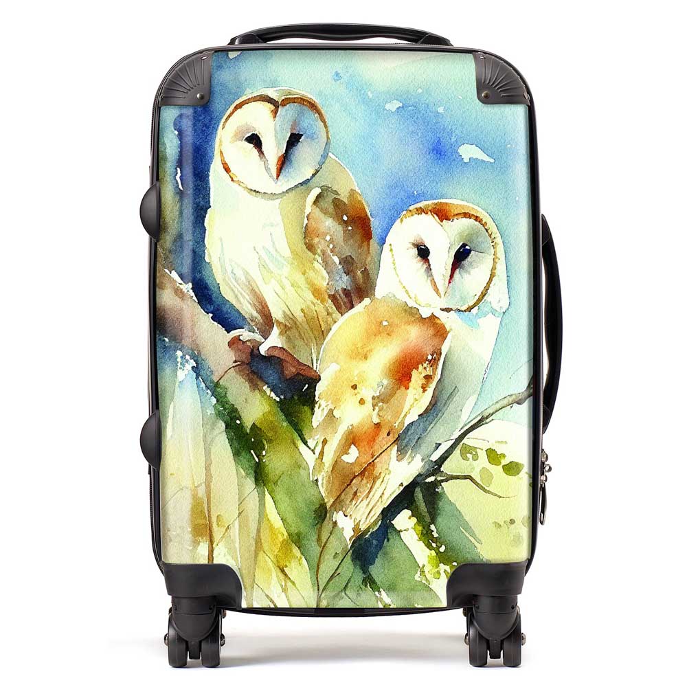 Barn Owls Watercolour Suitcase