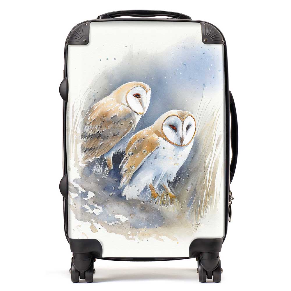 Barn Ano Owls Watercolour Suitcase