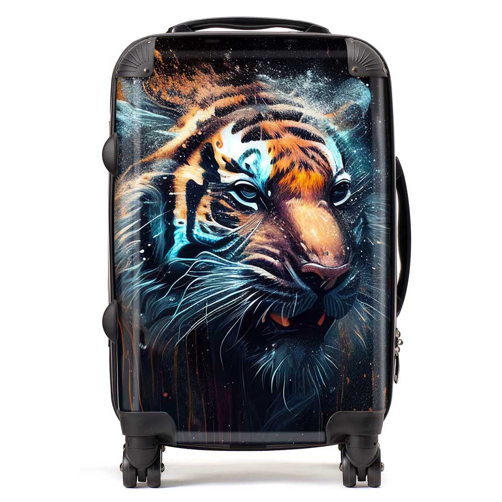 Tiger Face Splashart Dark Background Suitcase