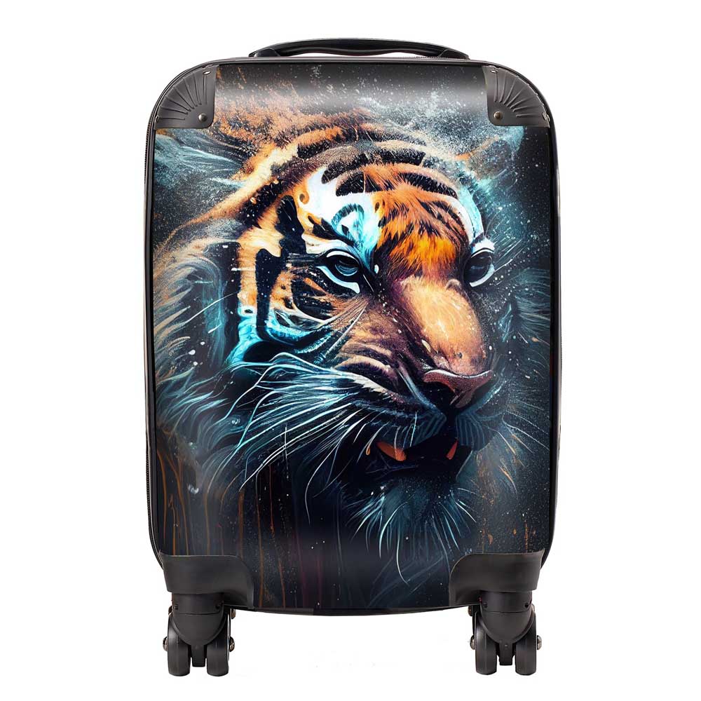 Tiger Face Splashart Dark Background Suitcase