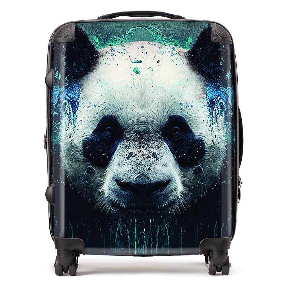 Panda Face Splashart Dark Background Suitcase