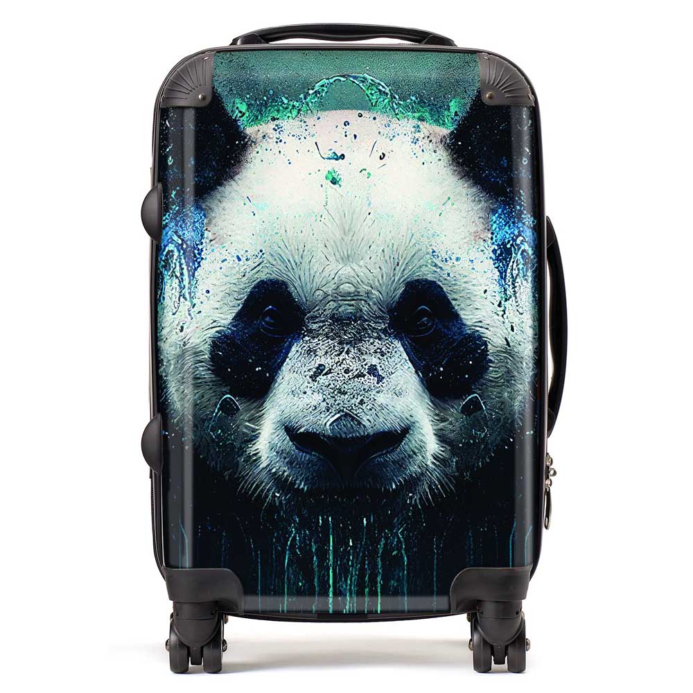 Panda Face Splashart Dark Background Suitcase