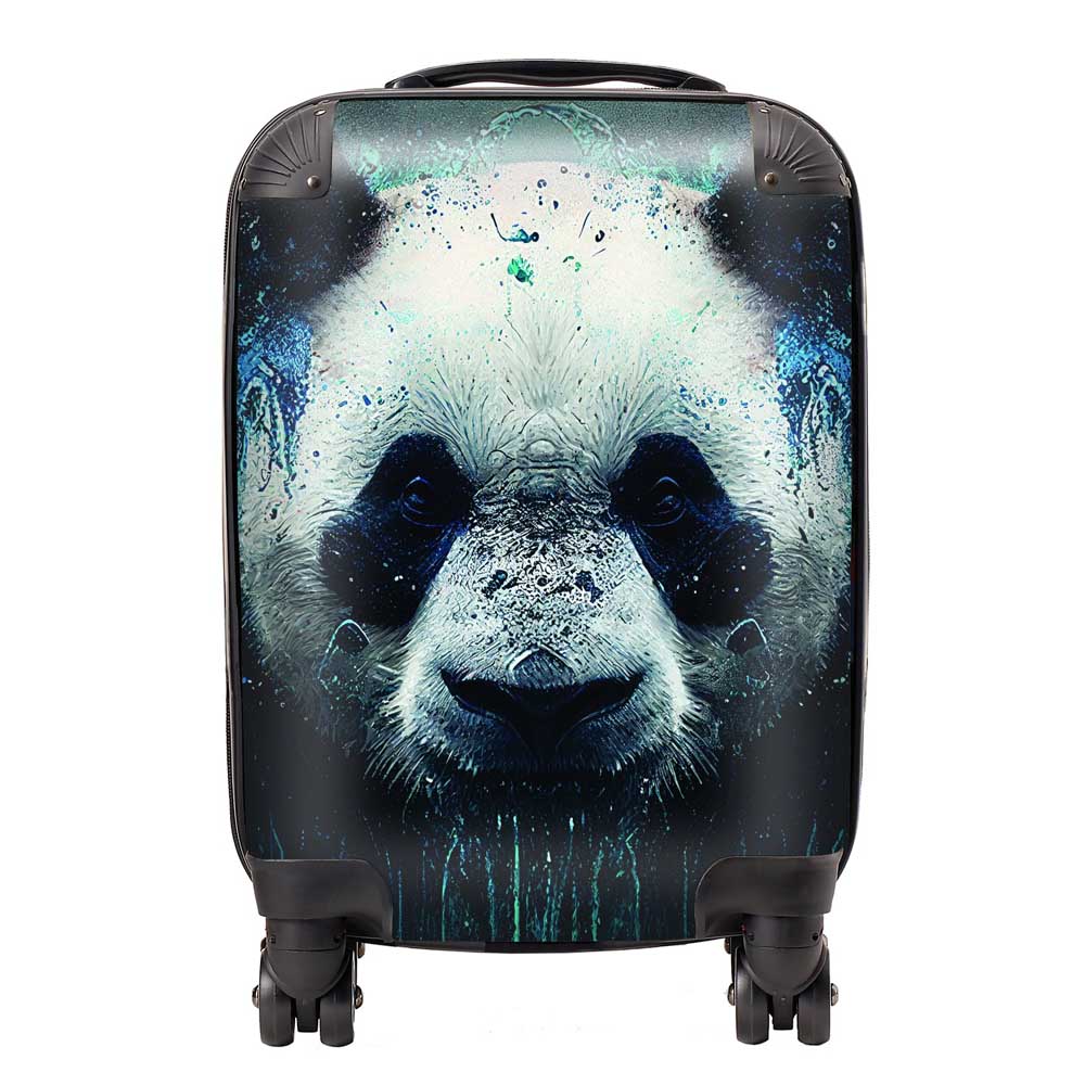 Panda Face Splashart Dark Background Suitcase