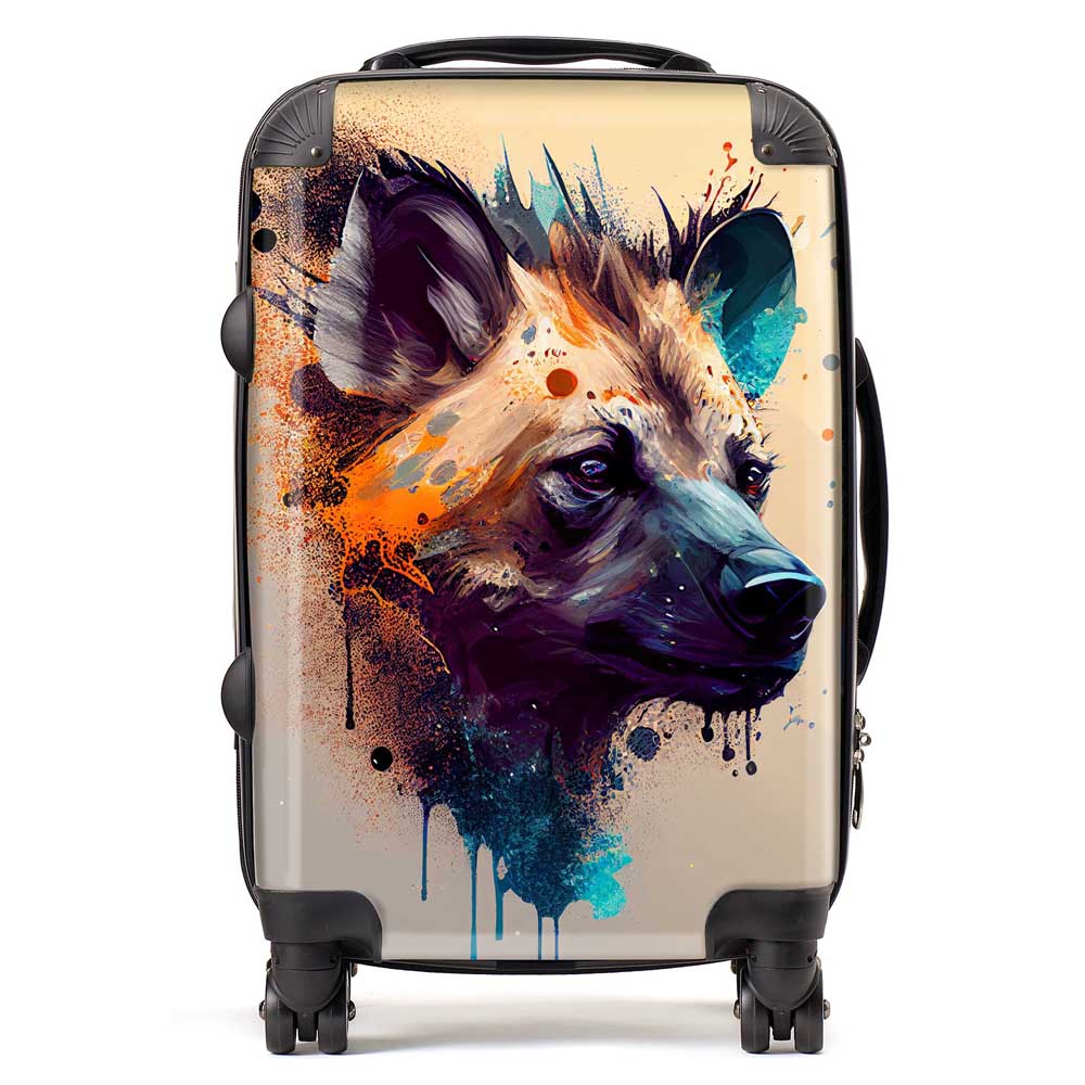 Hyena Face Splashart Light Background Suitcase