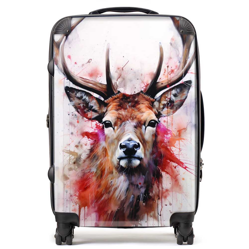 Watercolour Splashart Stag Face Suitcase