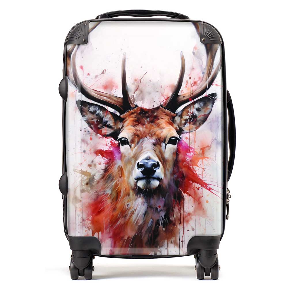 Watercolour Splashart Stag Face Suitcase