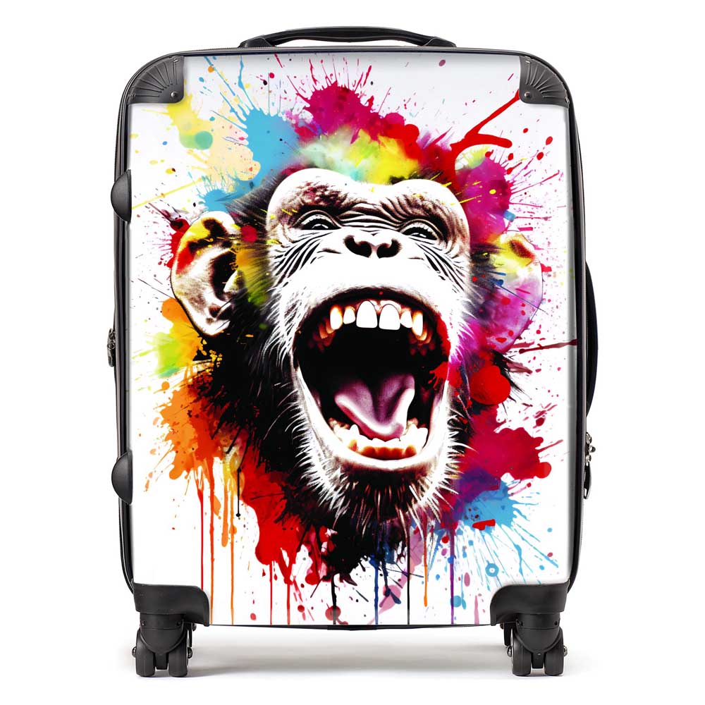 Coloured Splashart Crazy Monkey Face Suitcase