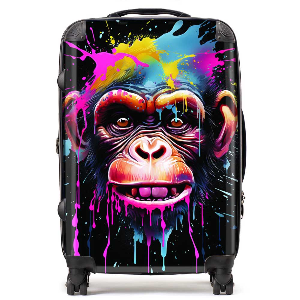 Multi Coloured Monkey Face Splashart Suitcase