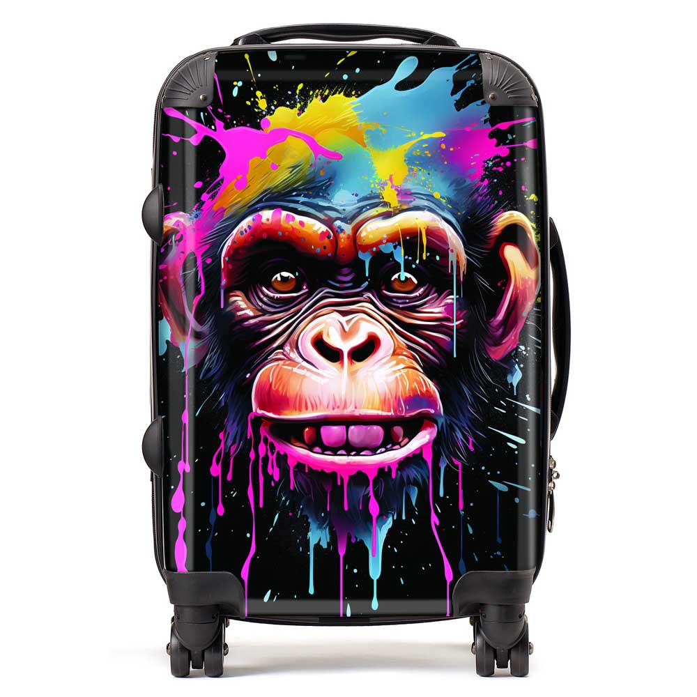 Multi Coloured Monkey Face Splashart Suitcase