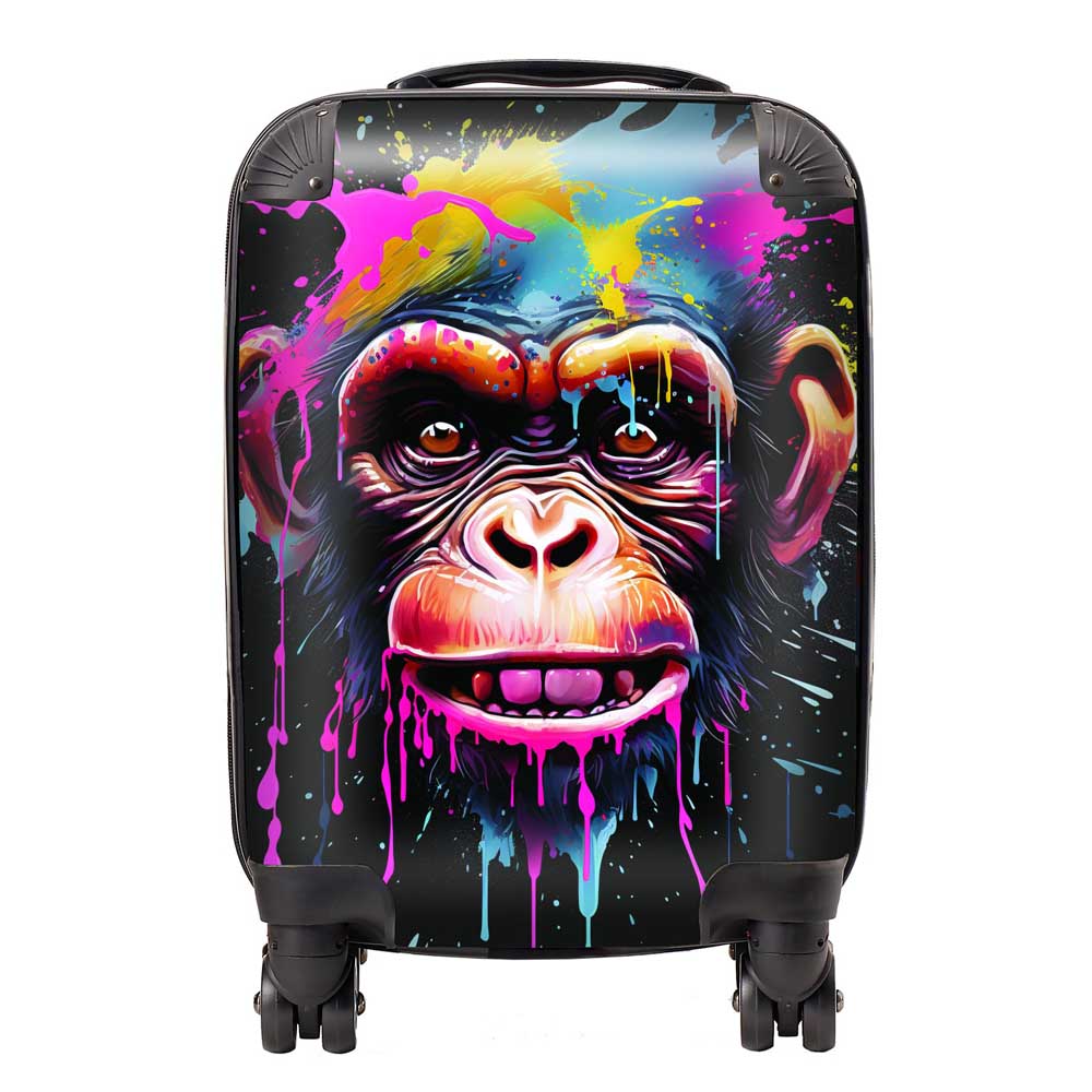 Multi Coloured Monkey Face Splashart Suitcase