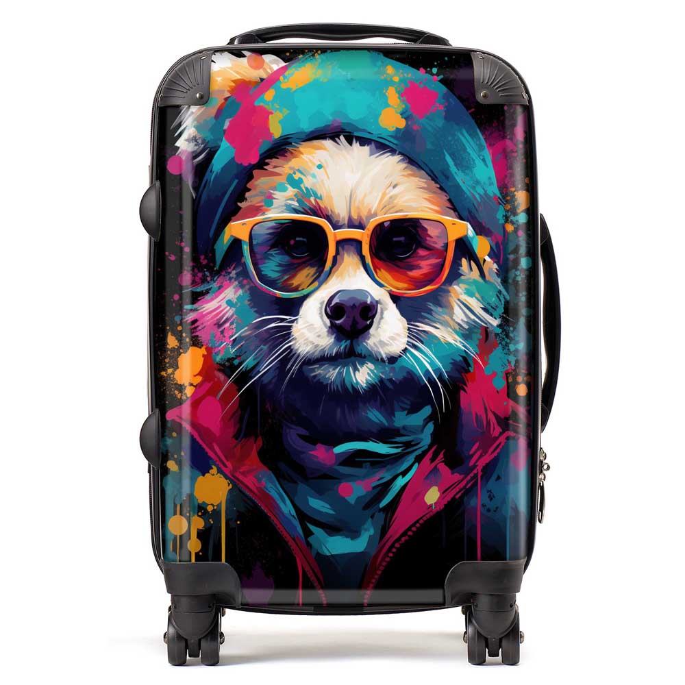 Multi Coloured Splashart Dog Suitcase