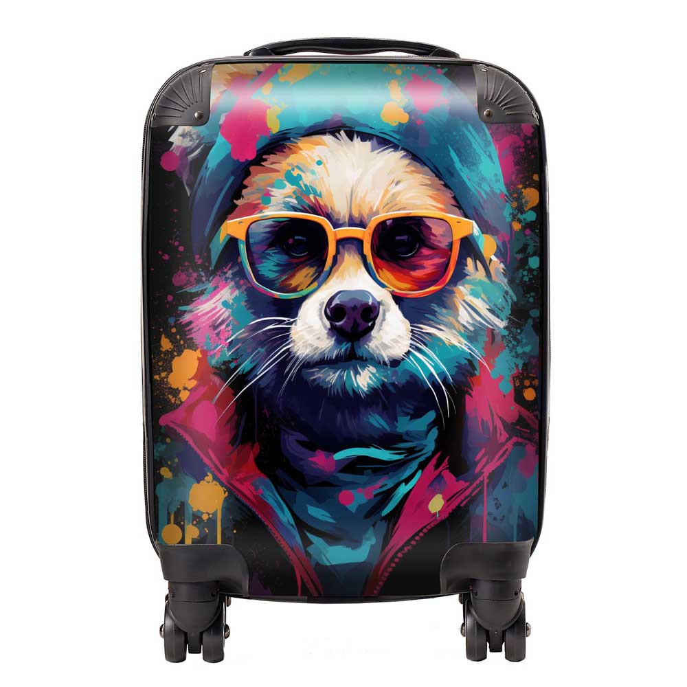 Multi Coloured Splashart Dog Suitcase