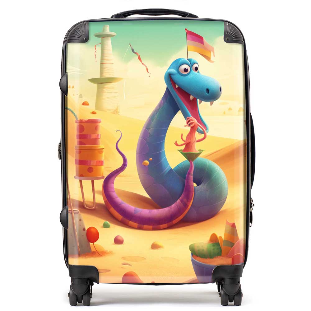 Snake On A Beach Holiday Suitcase