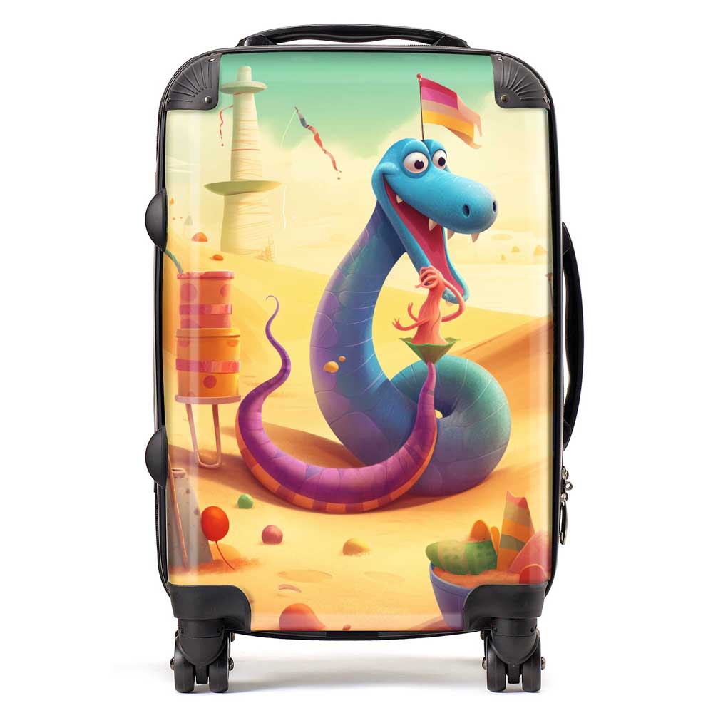 Snake On A Beach Holiday Suitcase