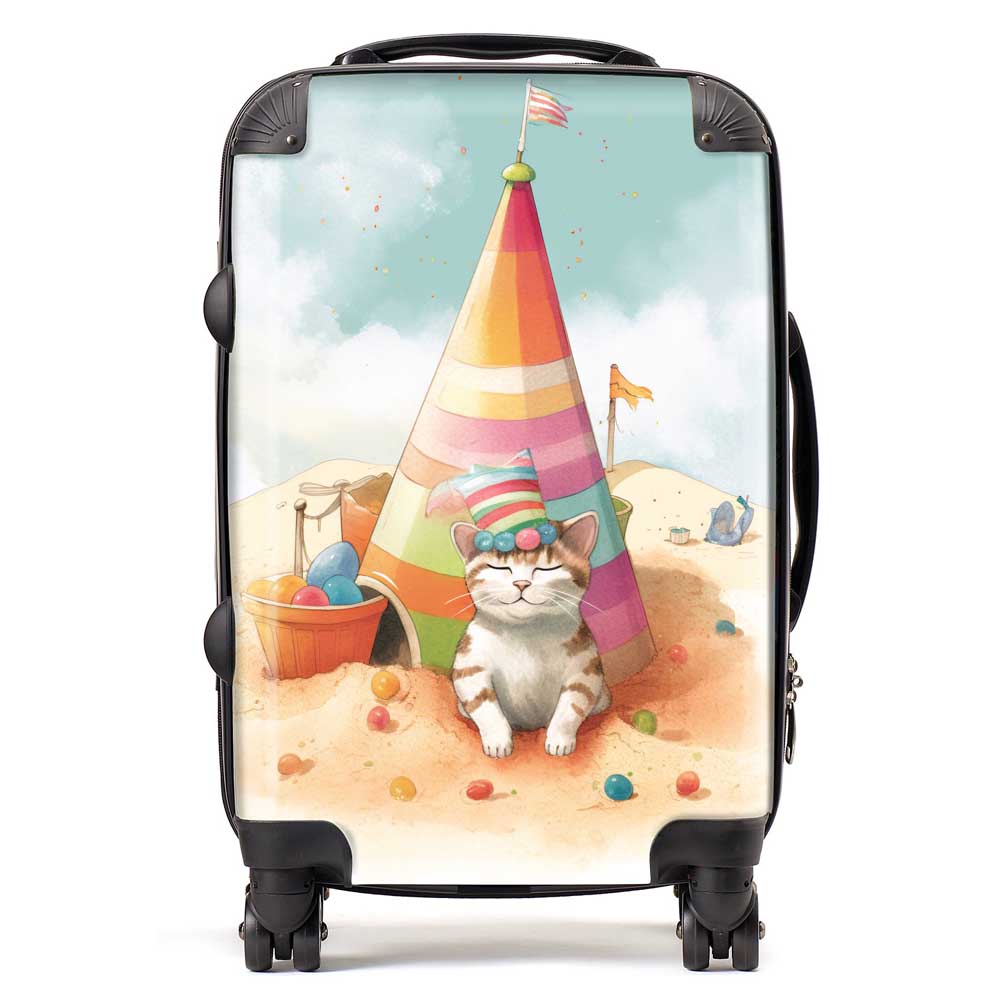 Cat On A Beach Holiday Suitcase