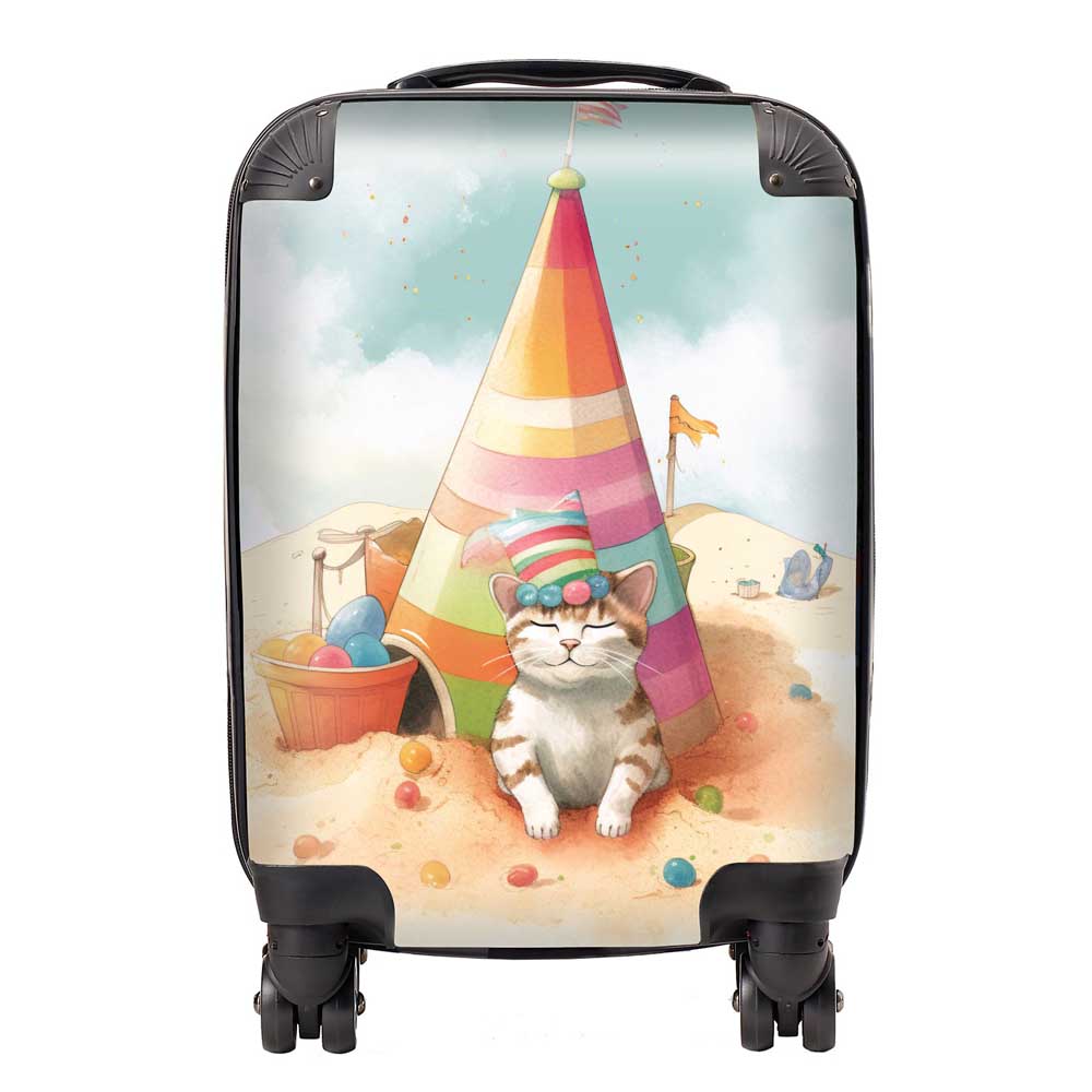 Cat On A Beach Holiday Suitcase