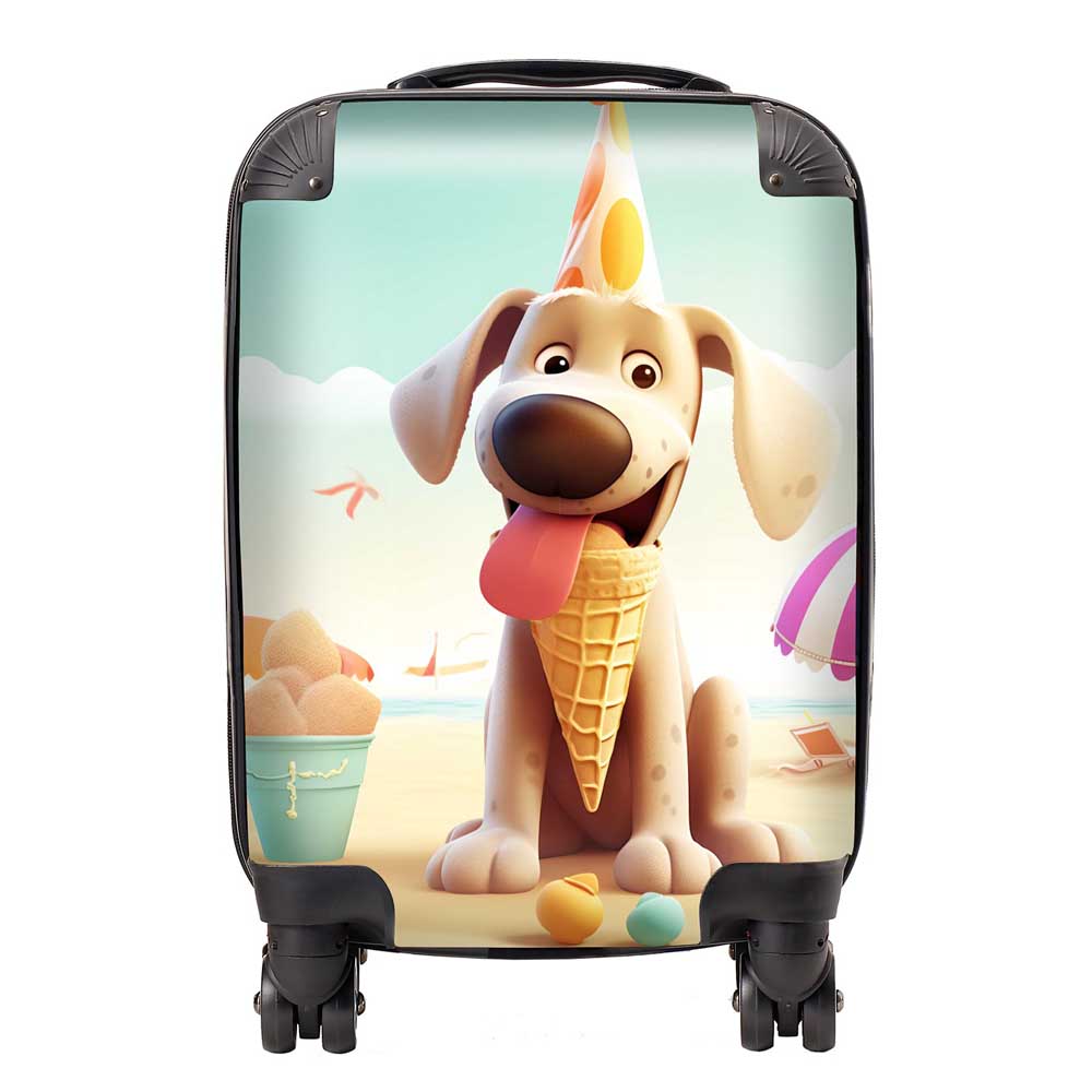Dog On A Beach Holiday Suitcase