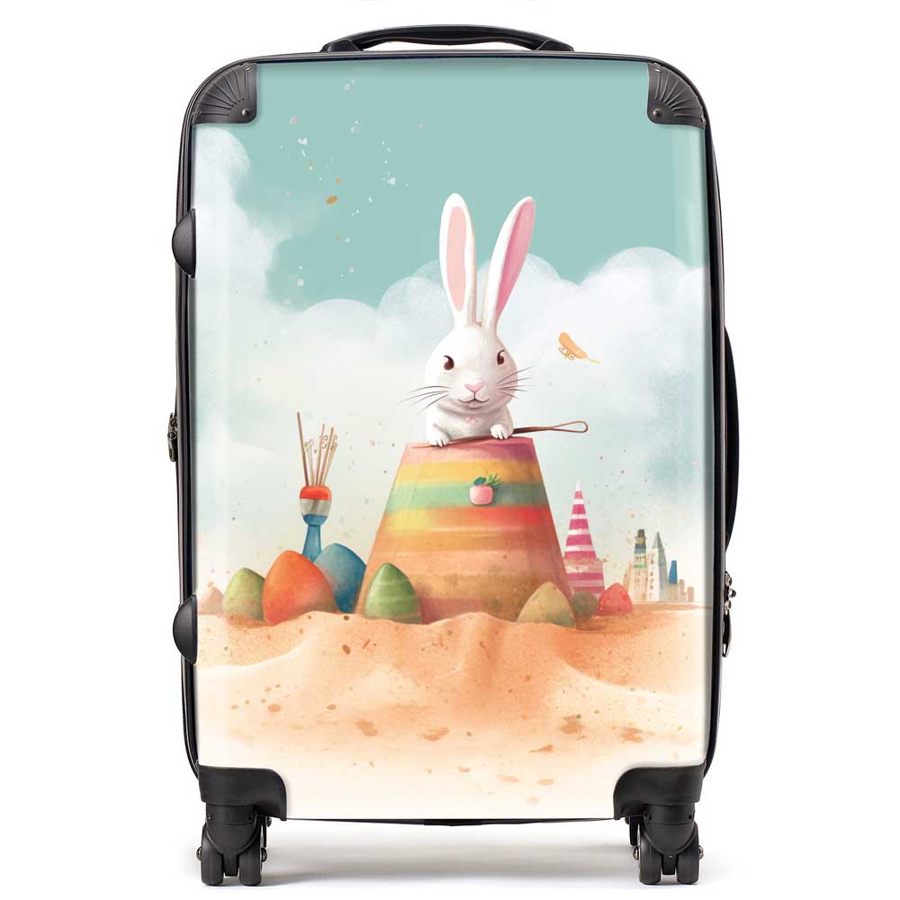 White Rabbit On A Beach Holiday Suitcase