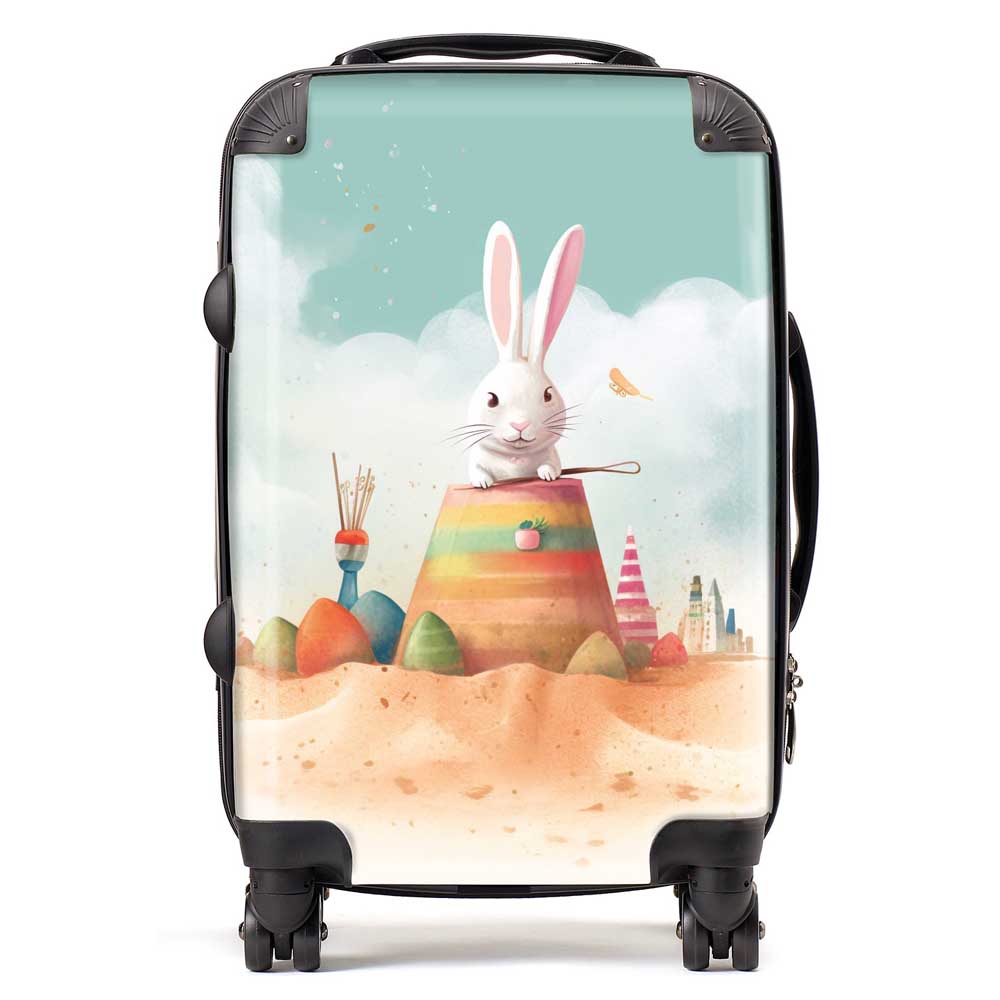 White Rabbit On A Beach Holiday Suitcase