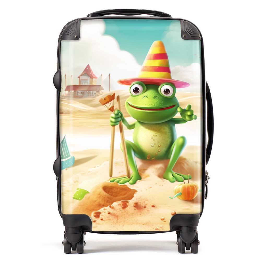 Happy Frog On A Beach Holiday Suitcase