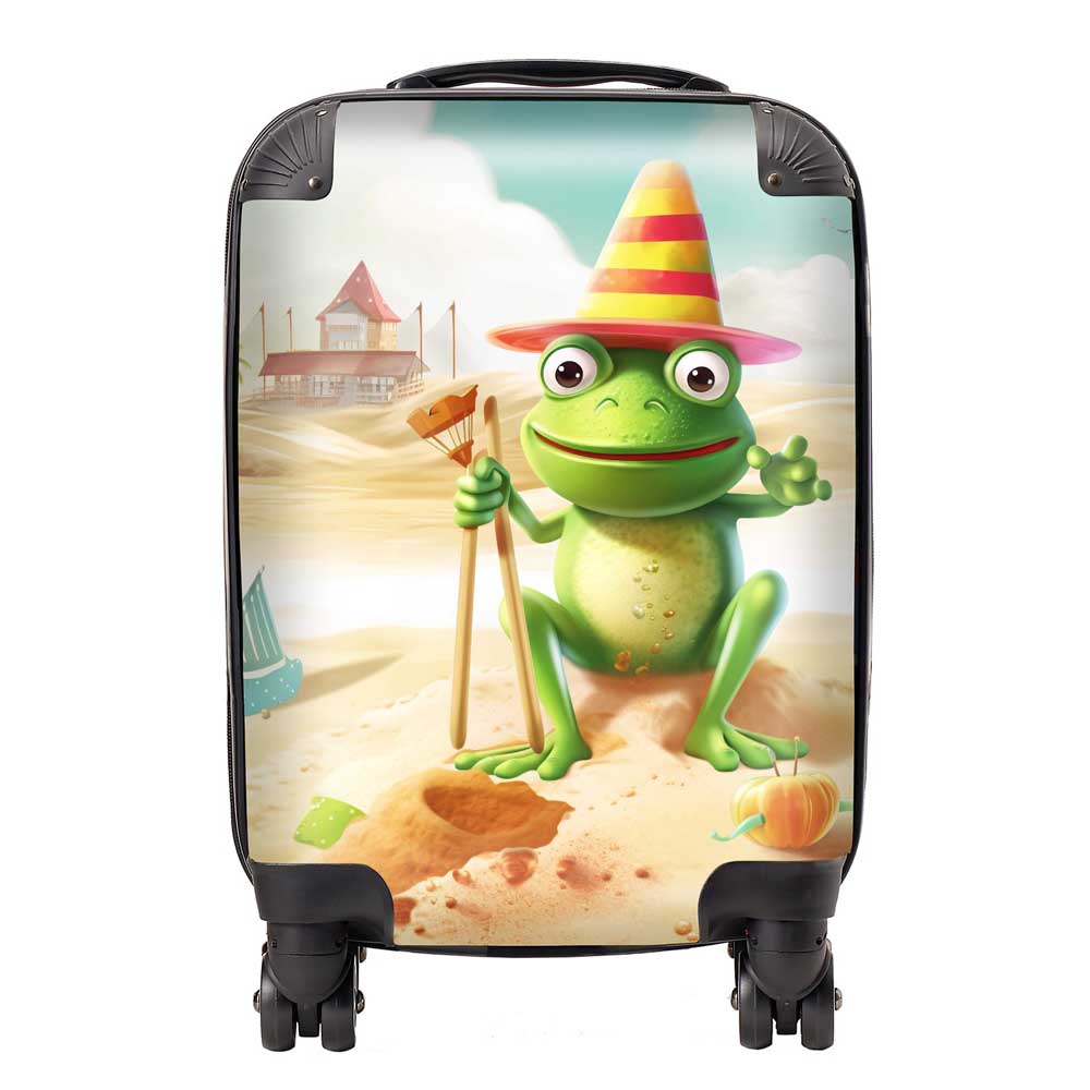 Happy Frog On A Beach Holiday Suitcase