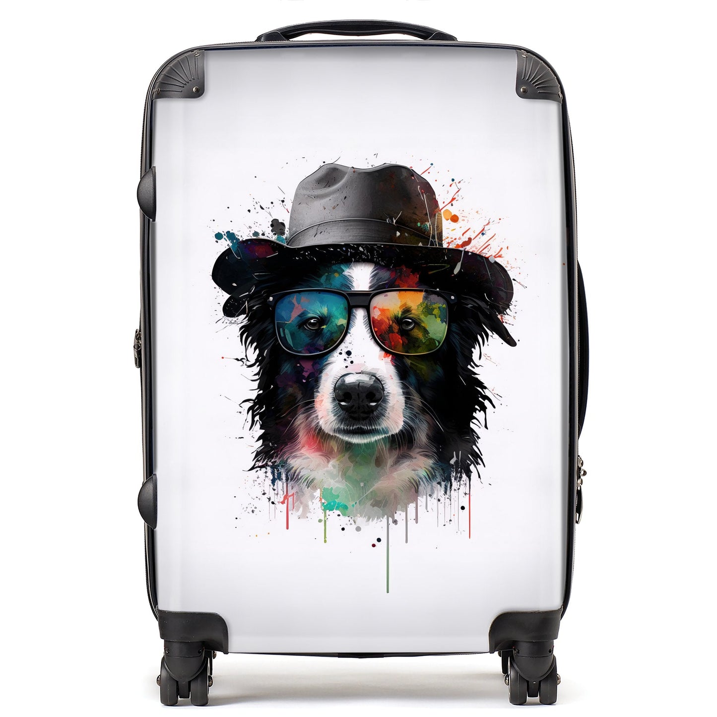 Border Collie Dog Splashart Suitcase