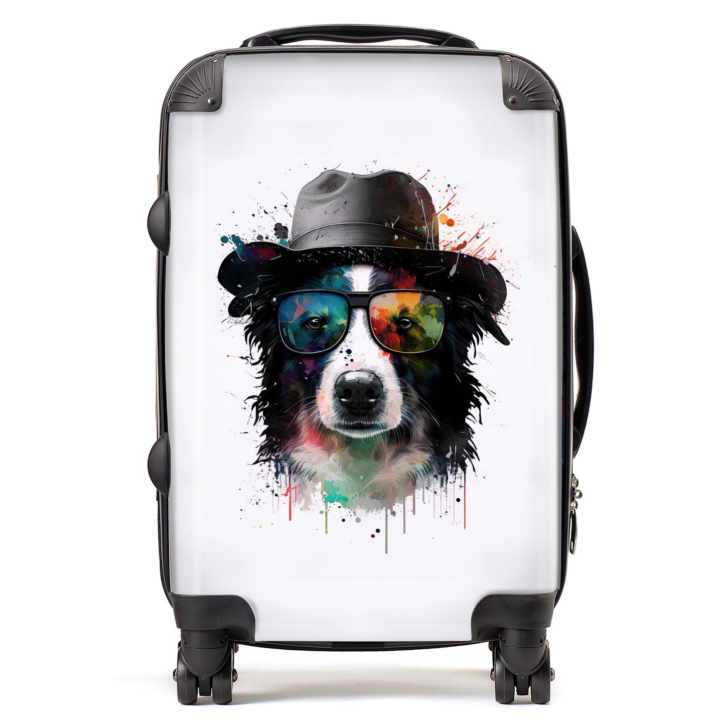 Border Collie Dog Splashart Suitcase