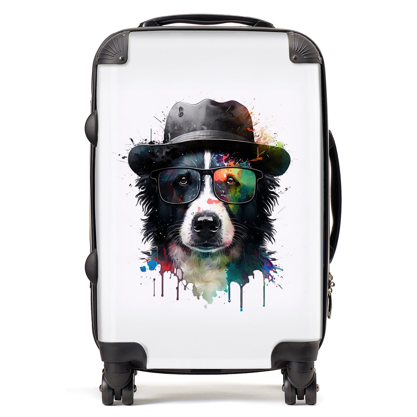 Border Collie Dog Splashart Suitcase