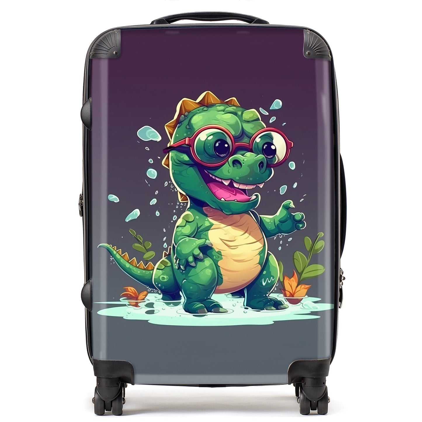 Happy Dino In A Puddle Suitcase