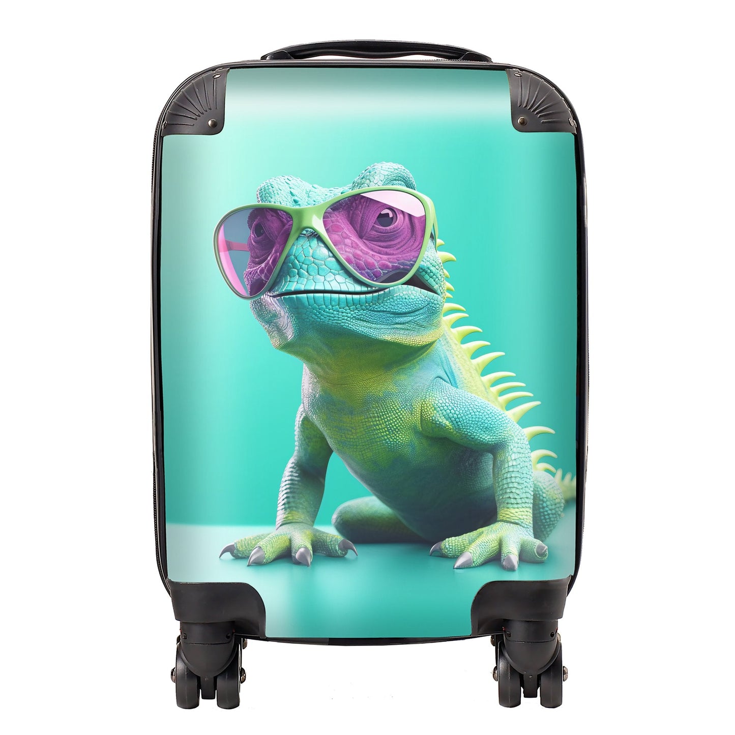 Happy Splashart Iguana Wearing Glasses Suitcase