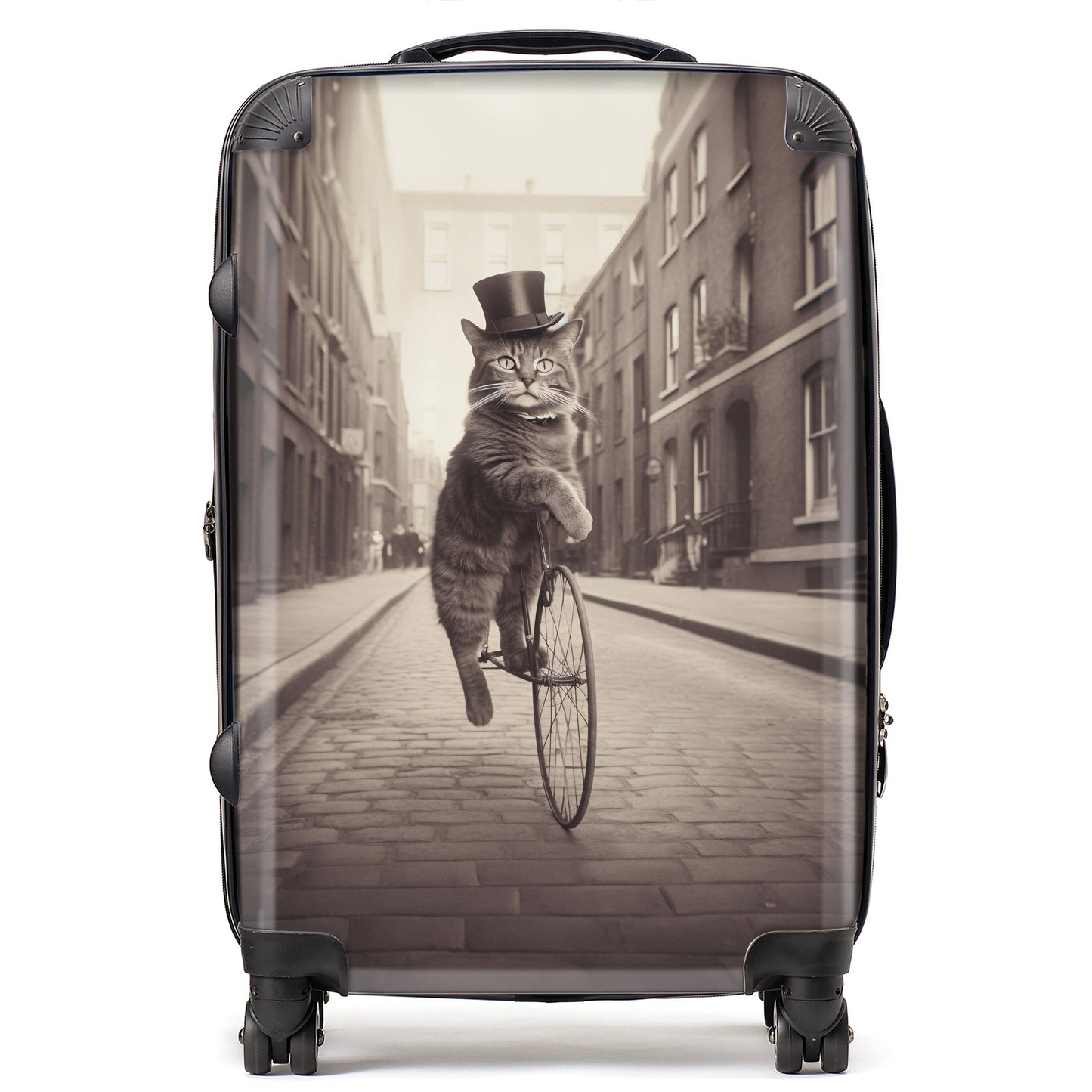 Victorian Cat Riding A Bike Suitcase