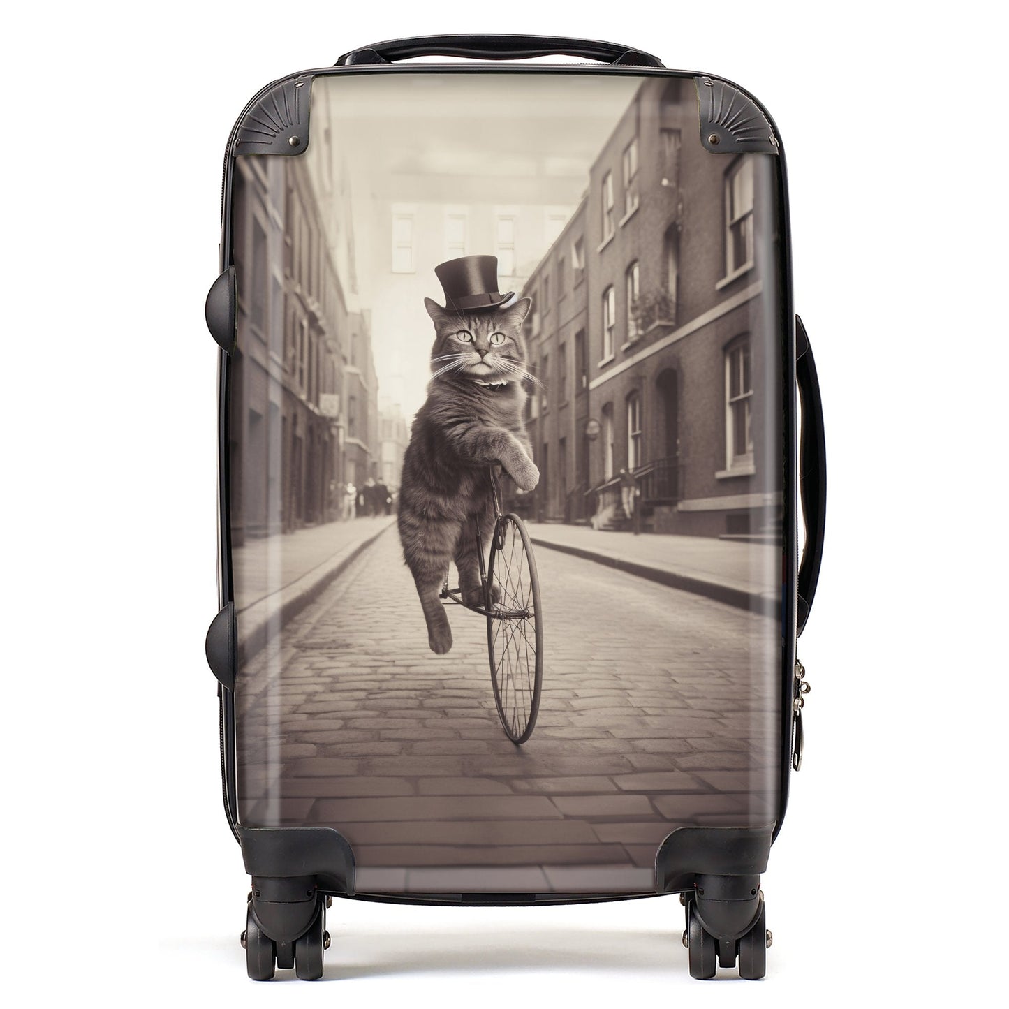 Victorian Cat Riding A Bike Suitcase
