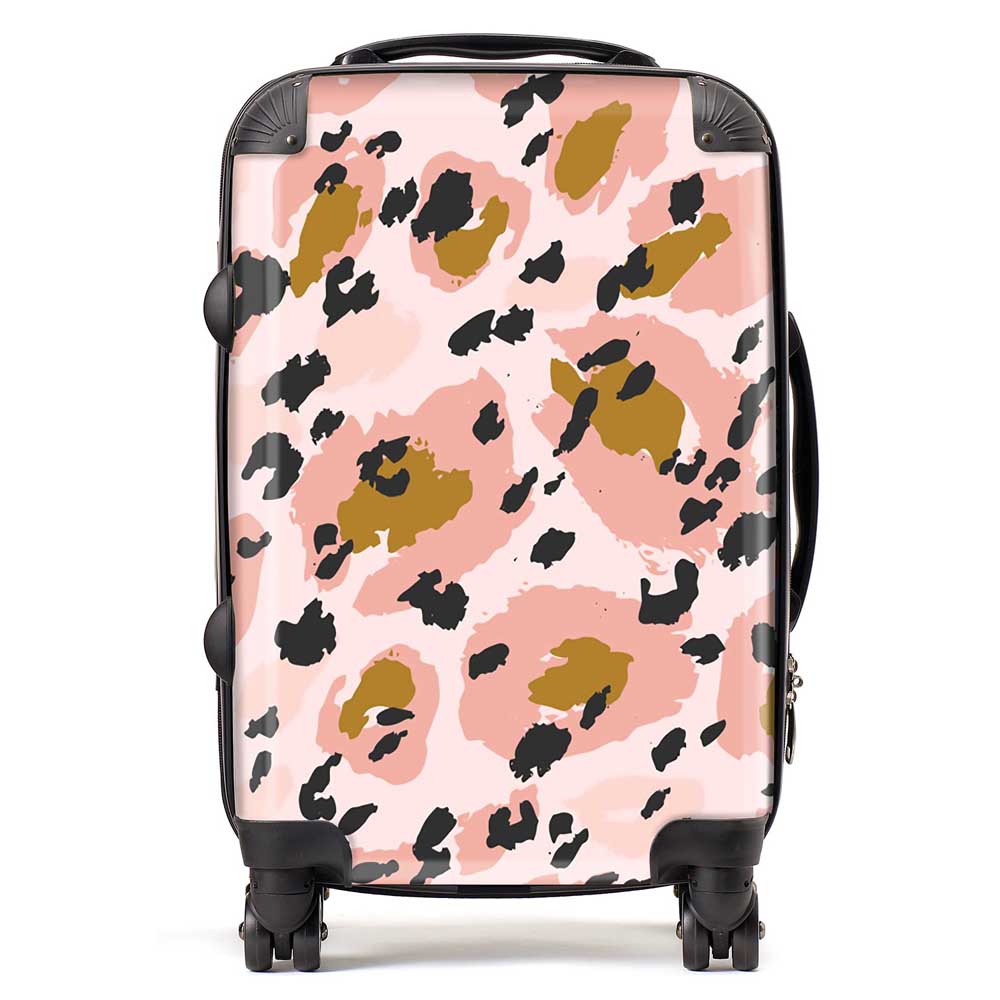 Hand Drawn Pink Leopard Print Suitcase