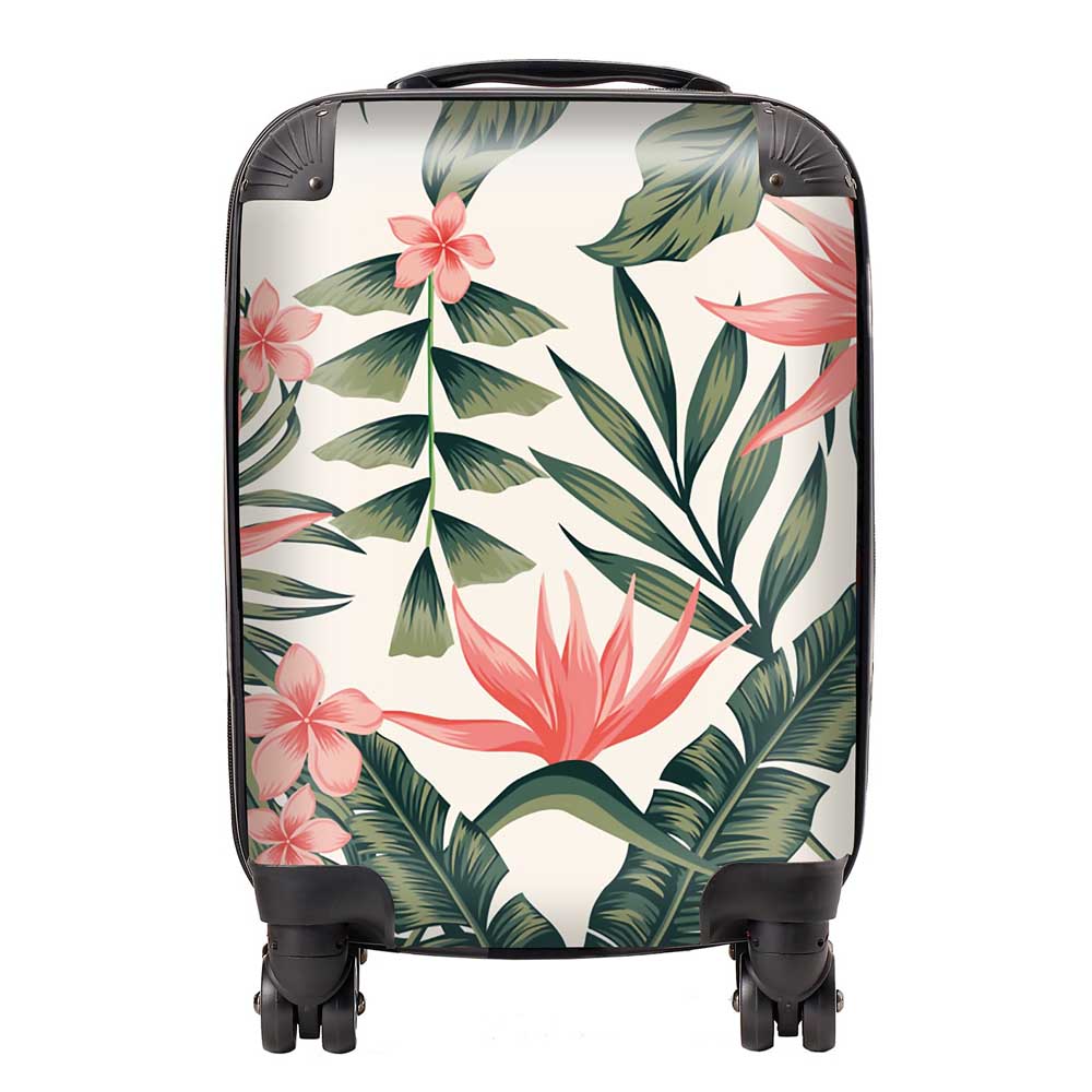 Dark Tropical Green Leaves Suitcase