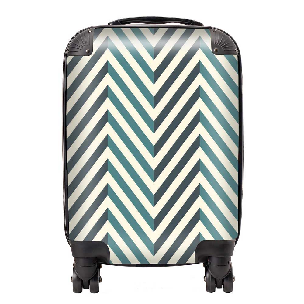 Geometric Herringbone Chevron Blues Suitcase