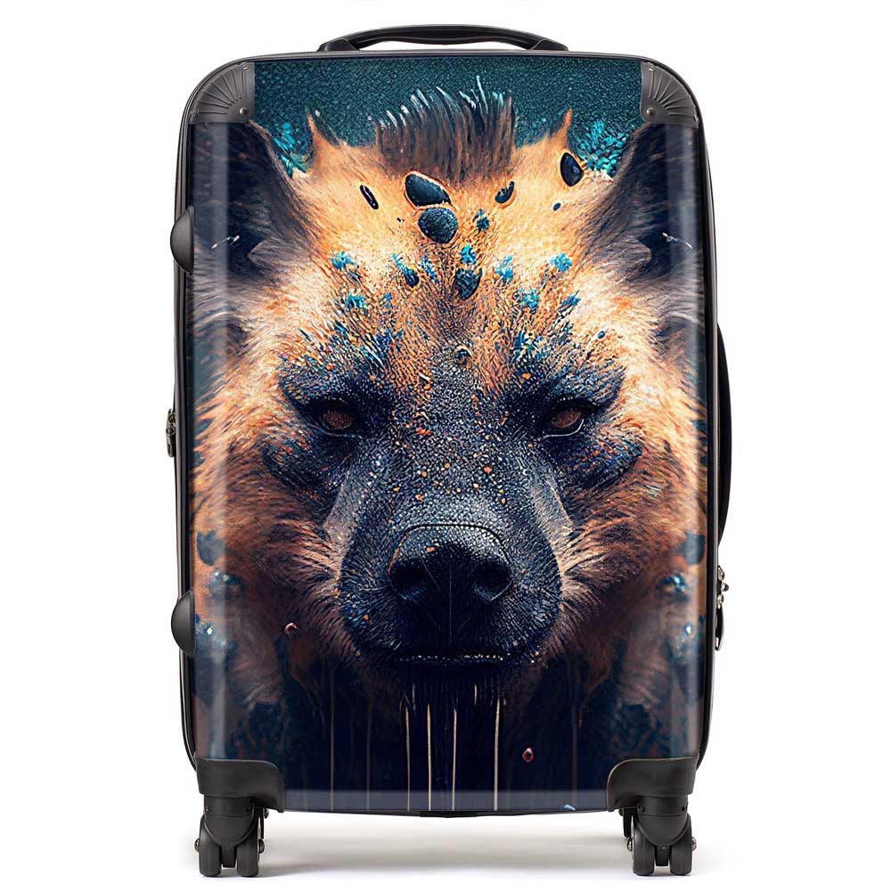Hyena Face Splashart Dark Background Suitcase