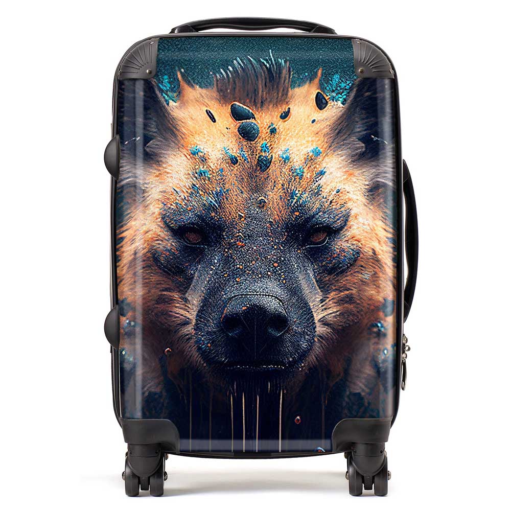 Hyena Face Splashart Dark Background Suitcase