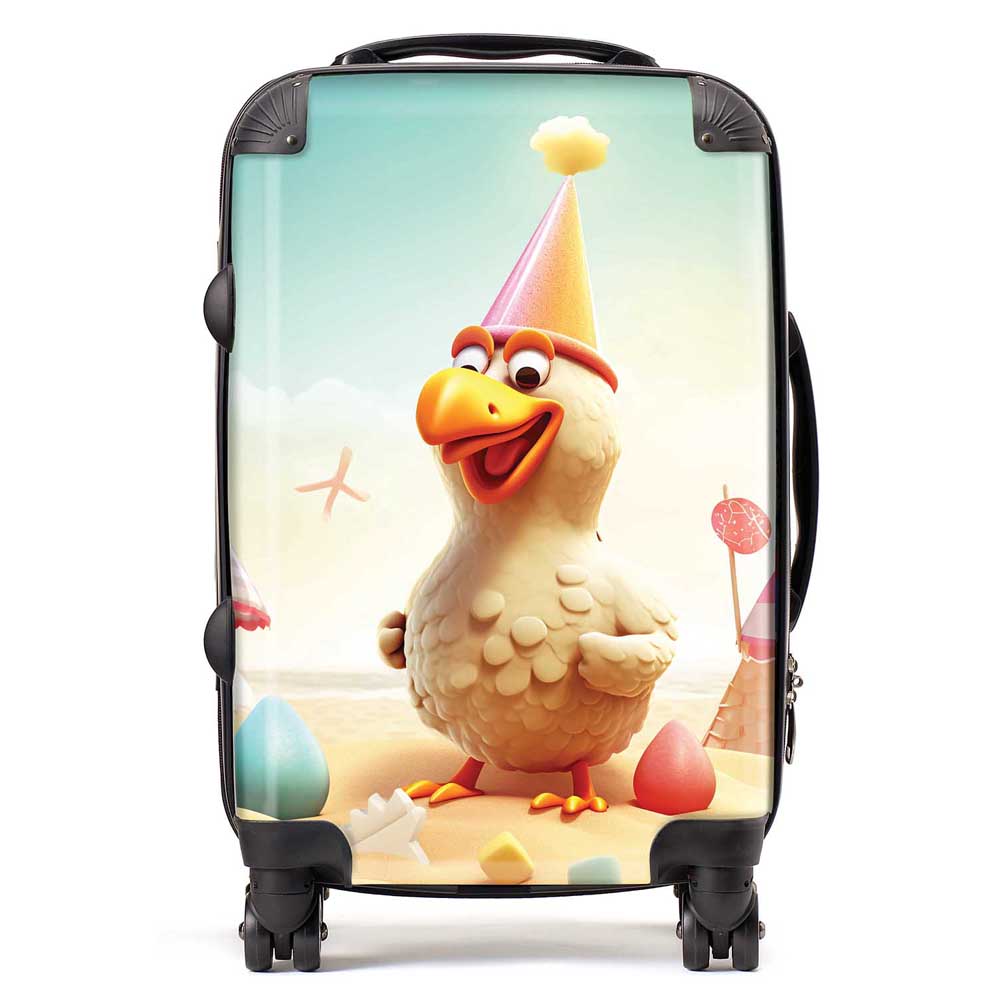 Funky Chicken On A Beach Holiday Suitcase